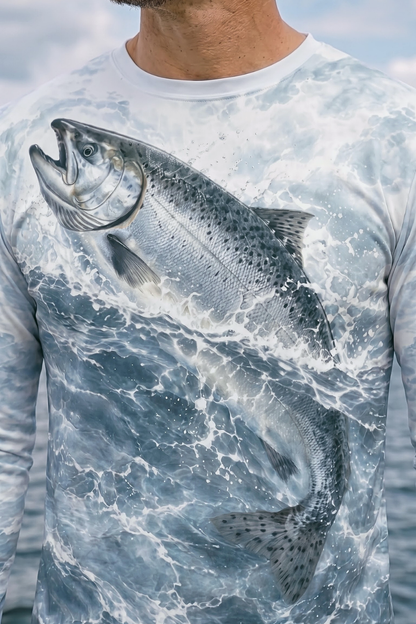 Performance Fishing Long Sleeve - Glacier Splash Salmon Breach - ULS547K image 4
