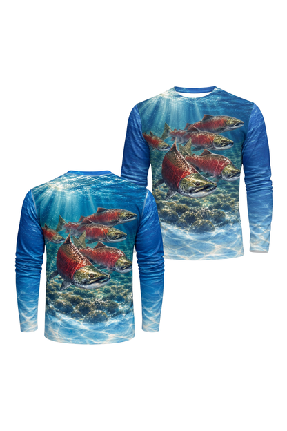 Performance Fishing Long Sleeve - Crimson Run Salmon Ascent - ULS548K image 1