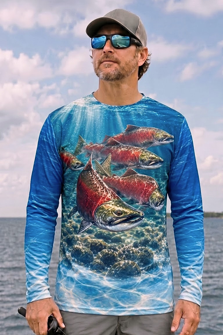 Performance Fishing Long Sleeve - Crimson Run Salmon Ascent - ULS548K image 2
