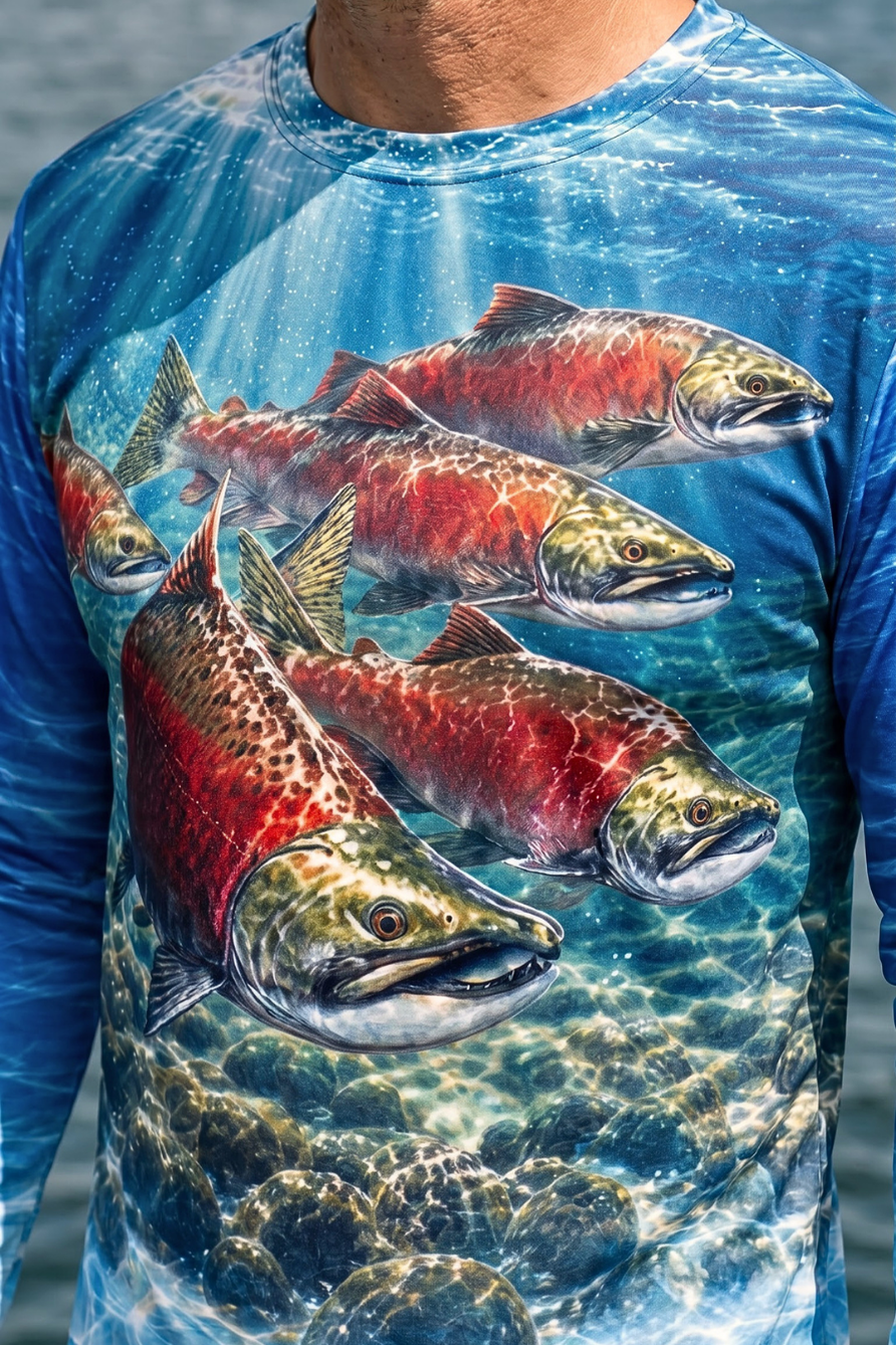 Performance Fishing Long Sleeve - Crimson Run Salmon Ascent - ULS548K image 4