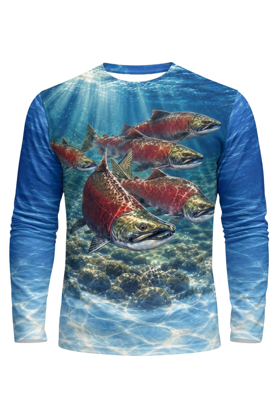Performance Fishing Long Sleeve - Crimson Run Salmon Ascent - ULS548K image 5