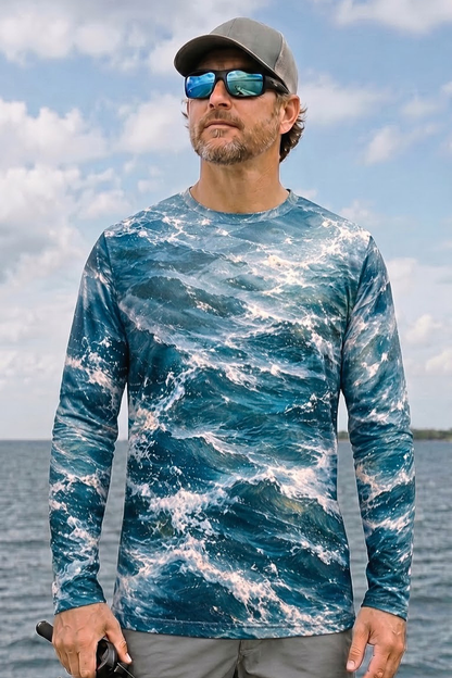 Performance Fishing Long Sleeve - Deep Teal Salmon Rise - ULS549K image 3
