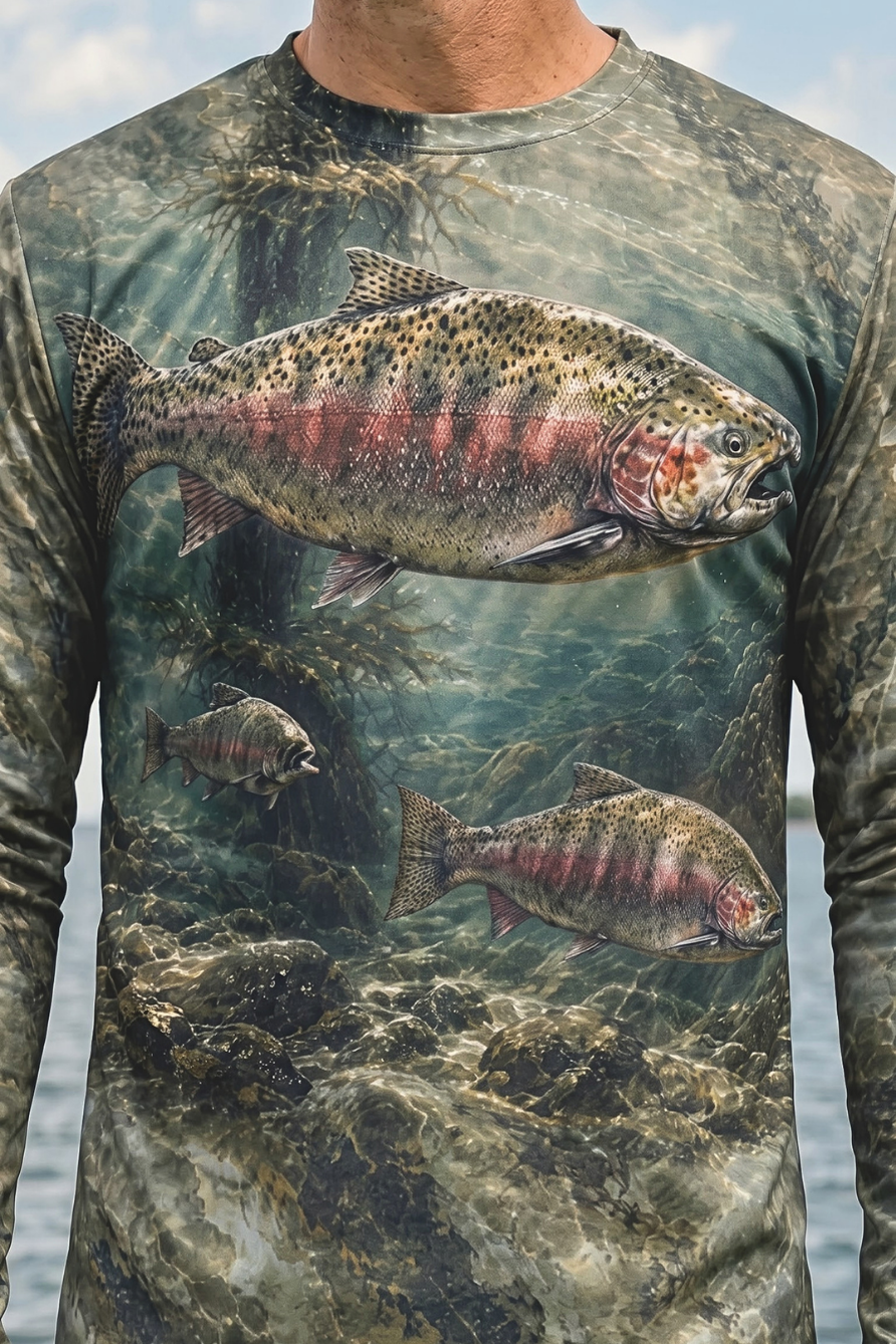 Performance Fishing Long Sleeve - Mossy Depth Salmon Patrol - ULS551K image 4