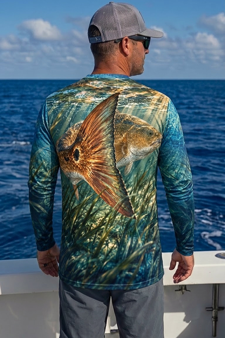 Performance Fishing Long Sleeve - Emerald Flat Redfish Tail - ULS555K image 2