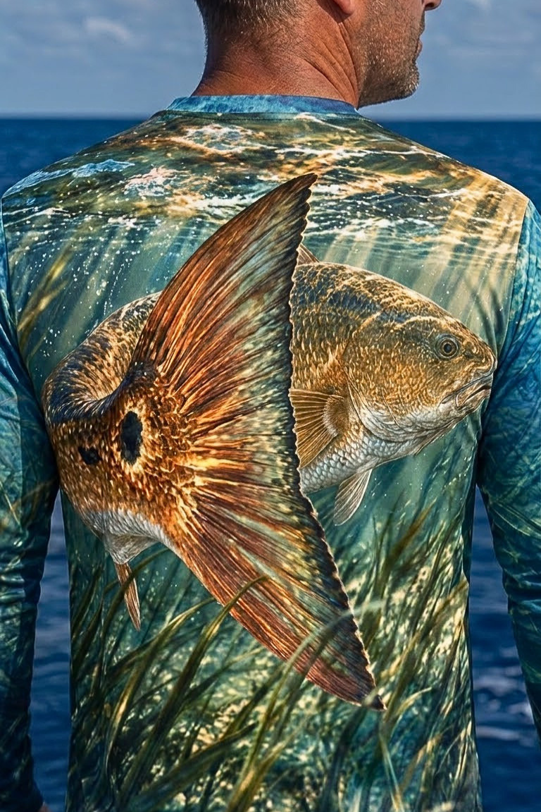 Performance Fishing Long Sleeve - Emerald Flat Redfish Tail - ULS555K image 4