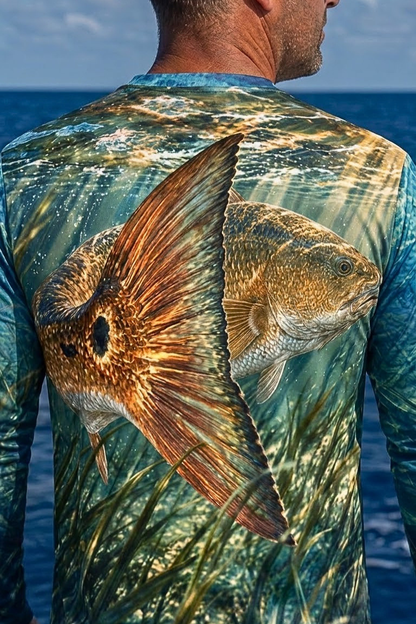 Performance Fishing Long Sleeve - Emerald Flat Redfish Tail - ULS555K image 4