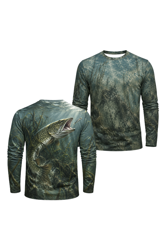 Performance Fishing Long Sleeve - Shallow Reed Northern Pike Strike - ULS565K image 1
