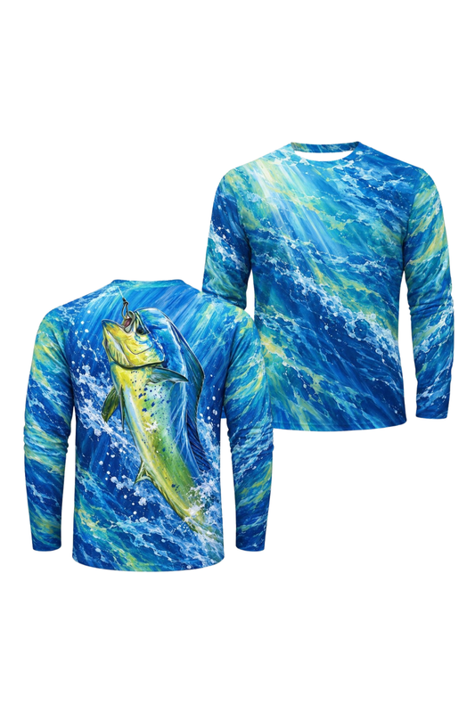 Performance Fishing Long Sleeve - Ocean Surge Golden Mahi Leap - ULS567K image 1