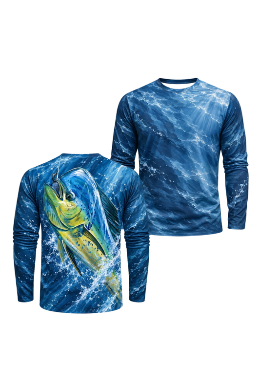 Performance Fishing Long Sleeve - Deep Blue Mahi Splash - ULS568K image 1