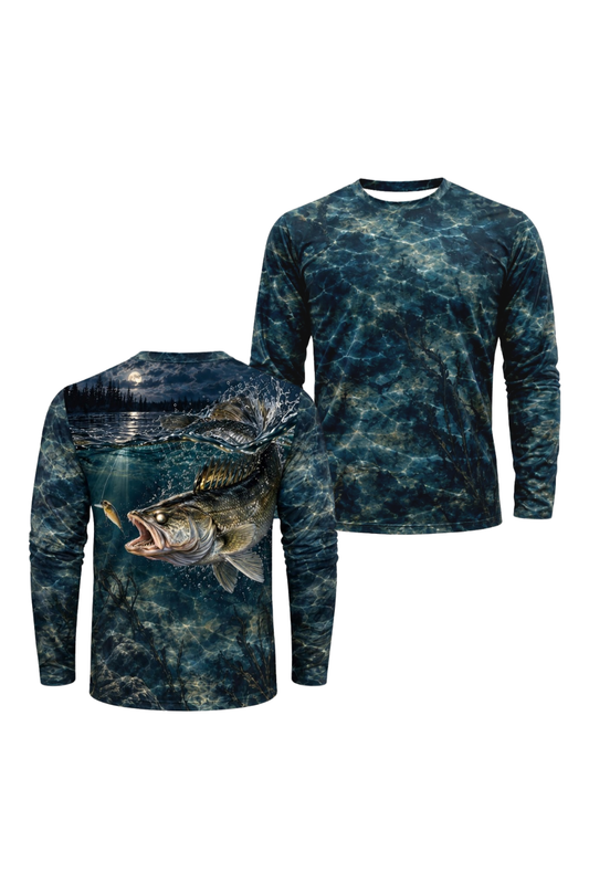 Performance Fishing Long Sleeve - Moonlight Walleye Strike - ULS577K image 1
