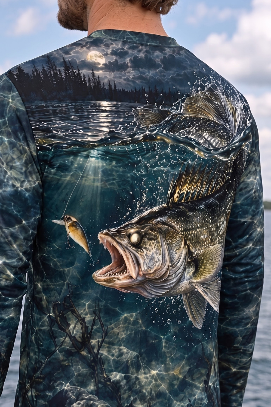 Performance Fishing Long Sleeve - Moonlight Walleye Strike - ULS577K image 4