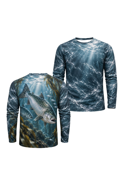 Performance Fishing Long Sleeve - Silver Salmon Kelp Surge - ULS582K image 1