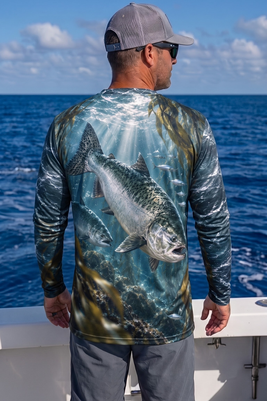 Performance Fishing Long Sleeve - Silver Salmon Kelp Surge - ULS582K image 2