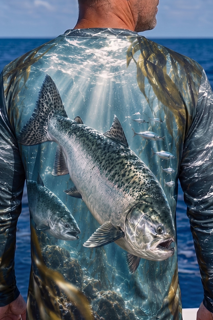 Performance Fishing Long Sleeve - Silver Salmon Kelp Surge - ULS582K image 4