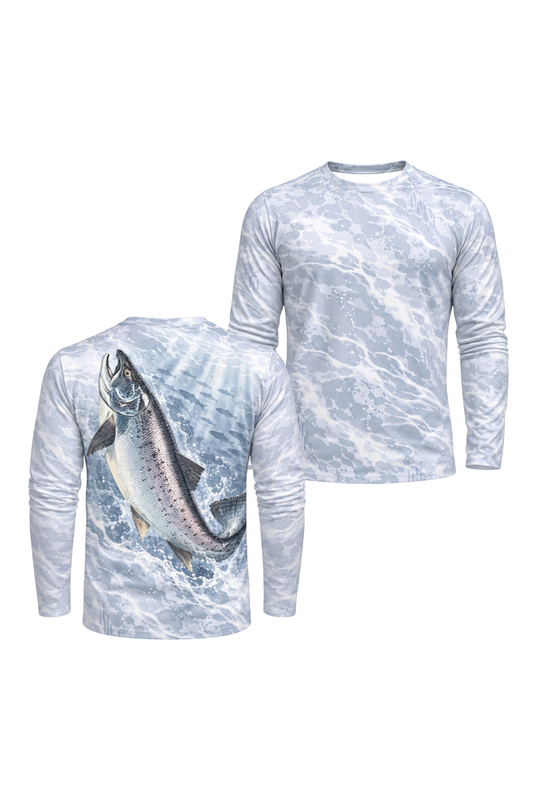 Performance Fishing Long Sleeve - Silver Steelhead Whitewater Leap - ULS585K image 1