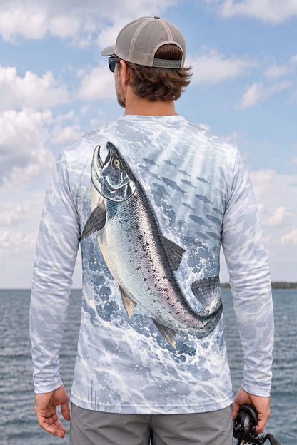 Performance Fishing Long Sleeve - Silver Steelhead Whitewater Leap - ULS585K image 2