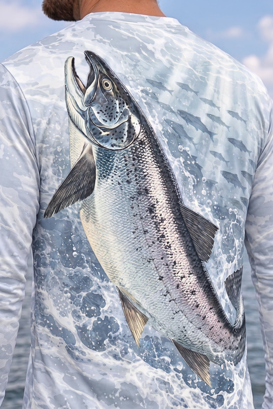 Performance Fishing Long Sleeve - Silver Steelhead Whitewater Leap - ULS585K image 4