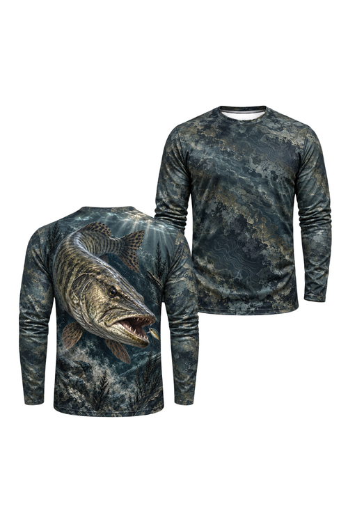 Performance Fishing Long Sleeve - Dark Rock Musky Apex - ULS588K image 1