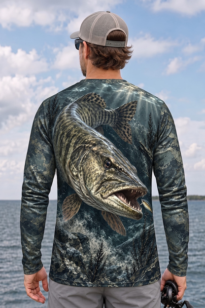 Performance Fishing Long Sleeve - Dark Rock Musky Apex - ULS588K image 2