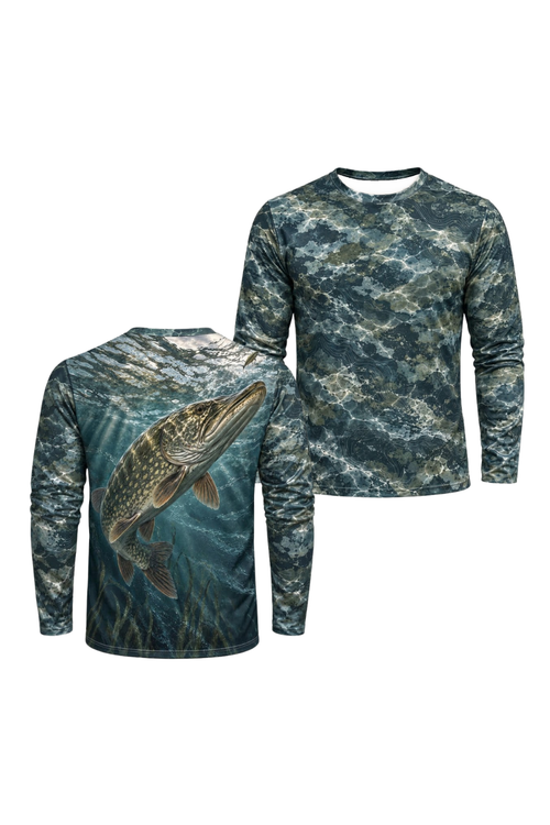 Performance Fishing Long Sleeve - Northern Pike Weedbed Strike - ULS589K image 1