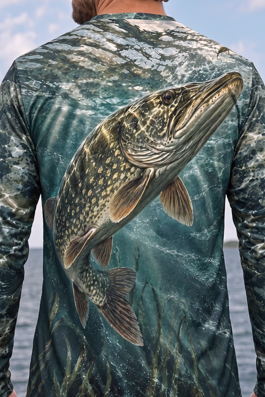 Performance Fishing Long Sleeve - Northern Pike Weedbed Strike - ULS589K image 4