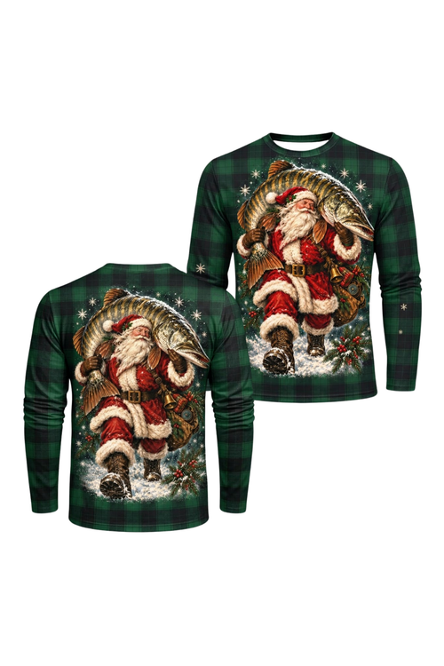 Performance Fishing Long Sleeve - Green Plaid Santa Musky - ULS592K image 1