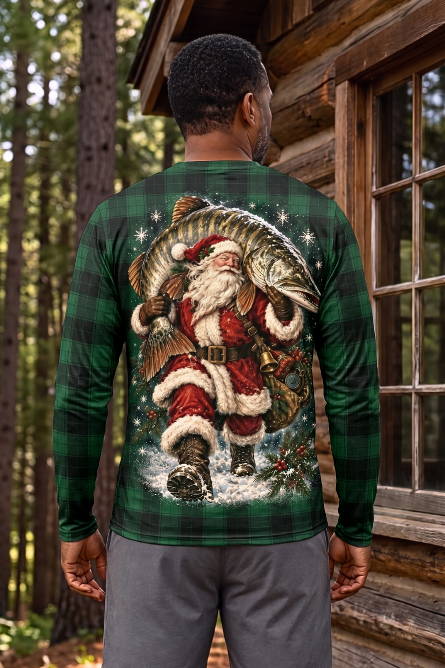 Performance Fishing Long Sleeve - Green Plaid Santa Musky - ULS592K image 3