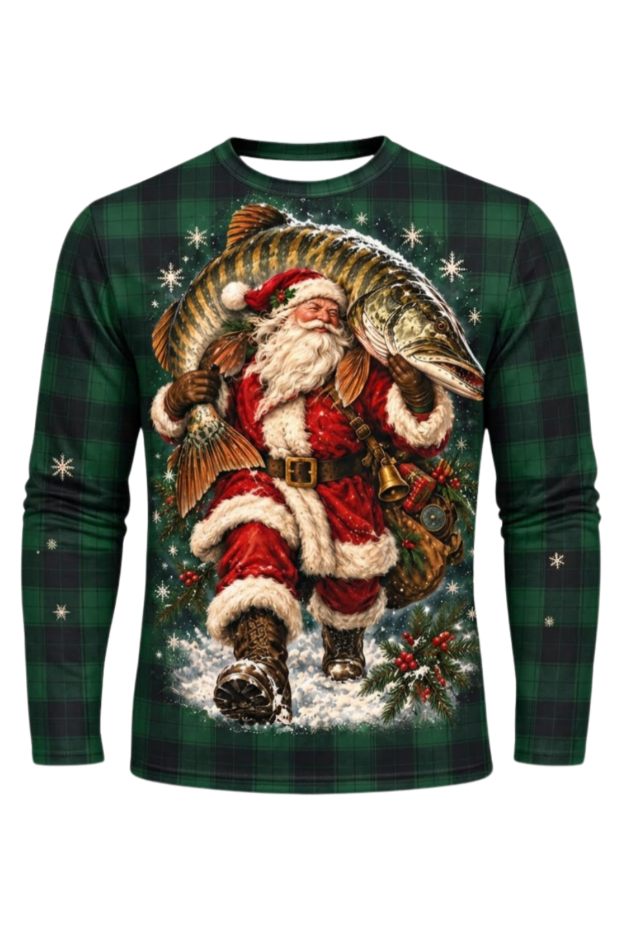 Performance Fishing Long Sleeve - Green Plaid Santa Musky - ULS592K image 5