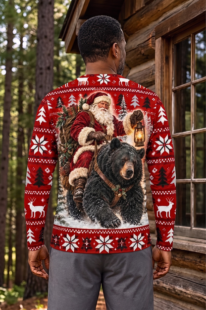 Performance Hunting Long Sleeve - Red Fair Isle Santa Black Bear - ULS593K image 3