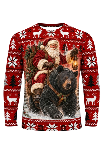 Performance Hunting Long Sleeve - Red Fair Isle Santa Black Bear - ULS593K image 5