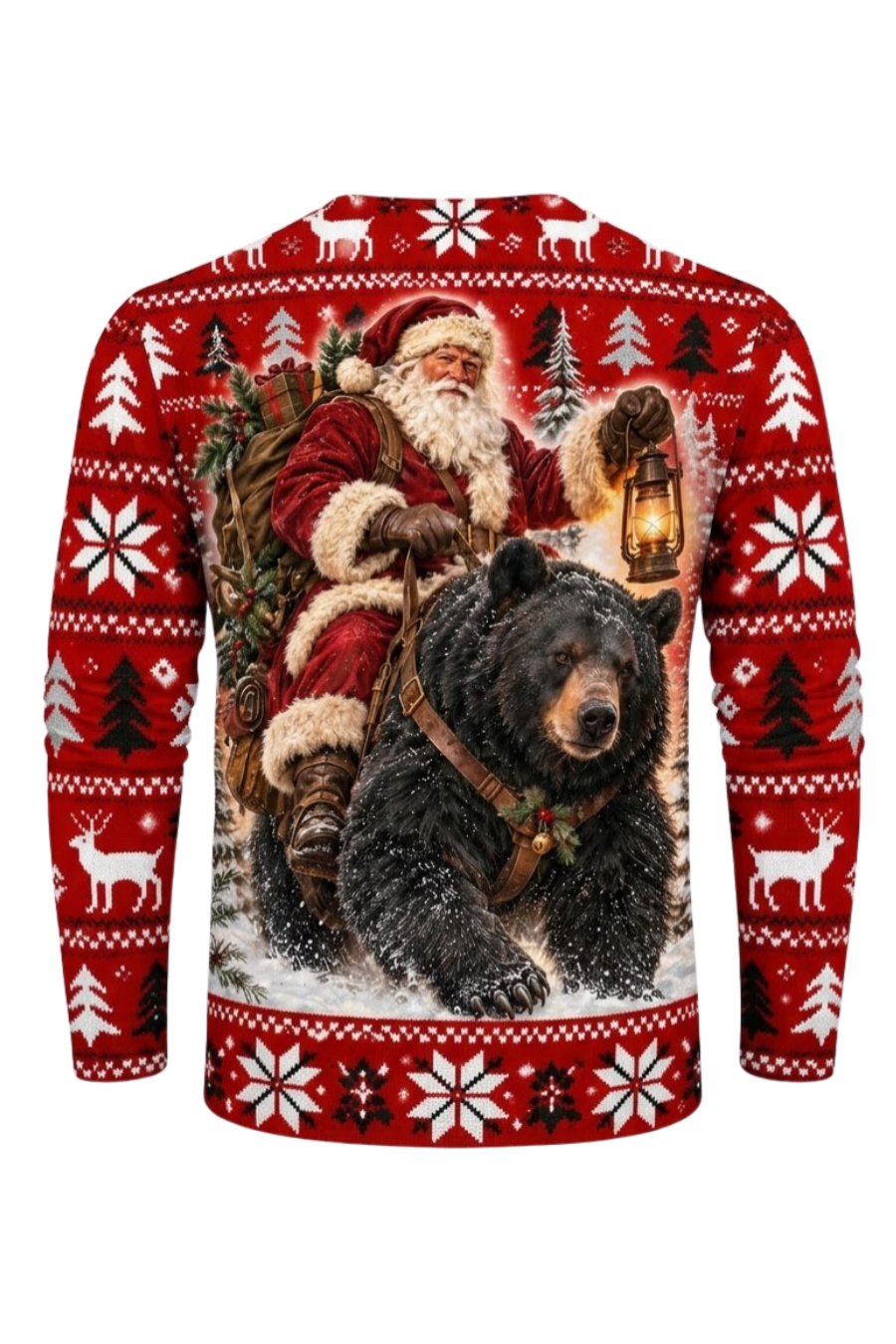 Performance Hunting Long Sleeve - Red Fair Isle Santa Black Bear - ULS593K image 6