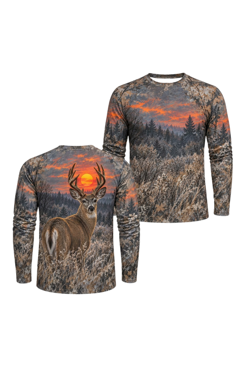 Performance Hunting Long Sleeve - Sunset Timber Whitetail Deer - ULS594K image 1