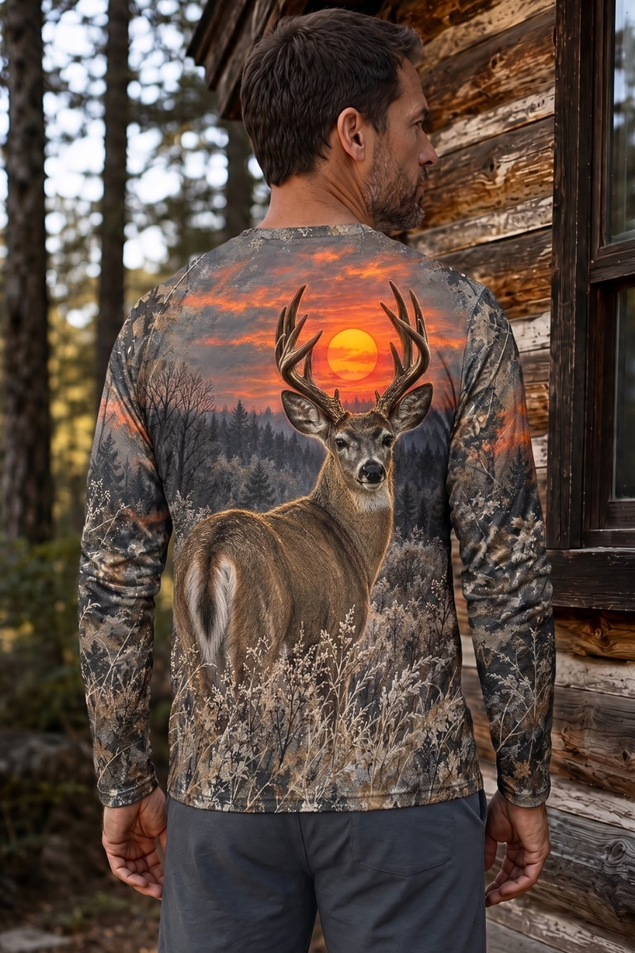 Performance Hunting Long Sleeve - Sunset Timber Whitetail Deer - ULS594K image 2