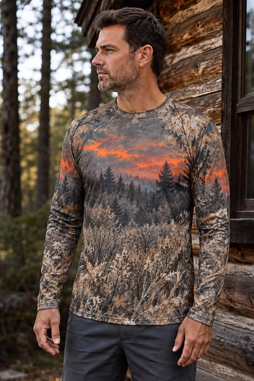 Performance Hunting Long Sleeve - Sunset Timber Whitetail Deer - ULS594K image 3