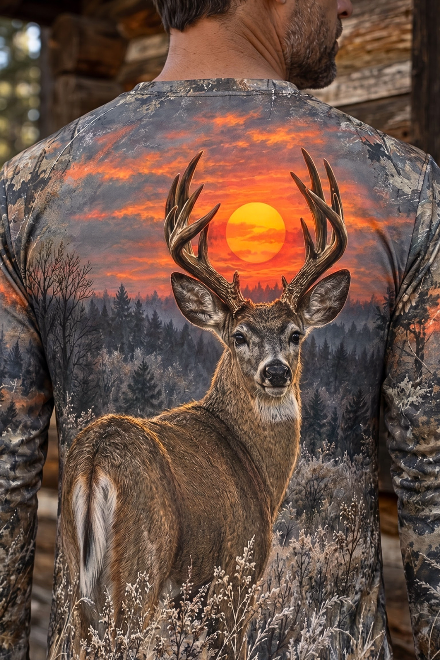 Performance Hunting Long Sleeve - Sunset Timber Whitetail Deer - ULS594K image 4