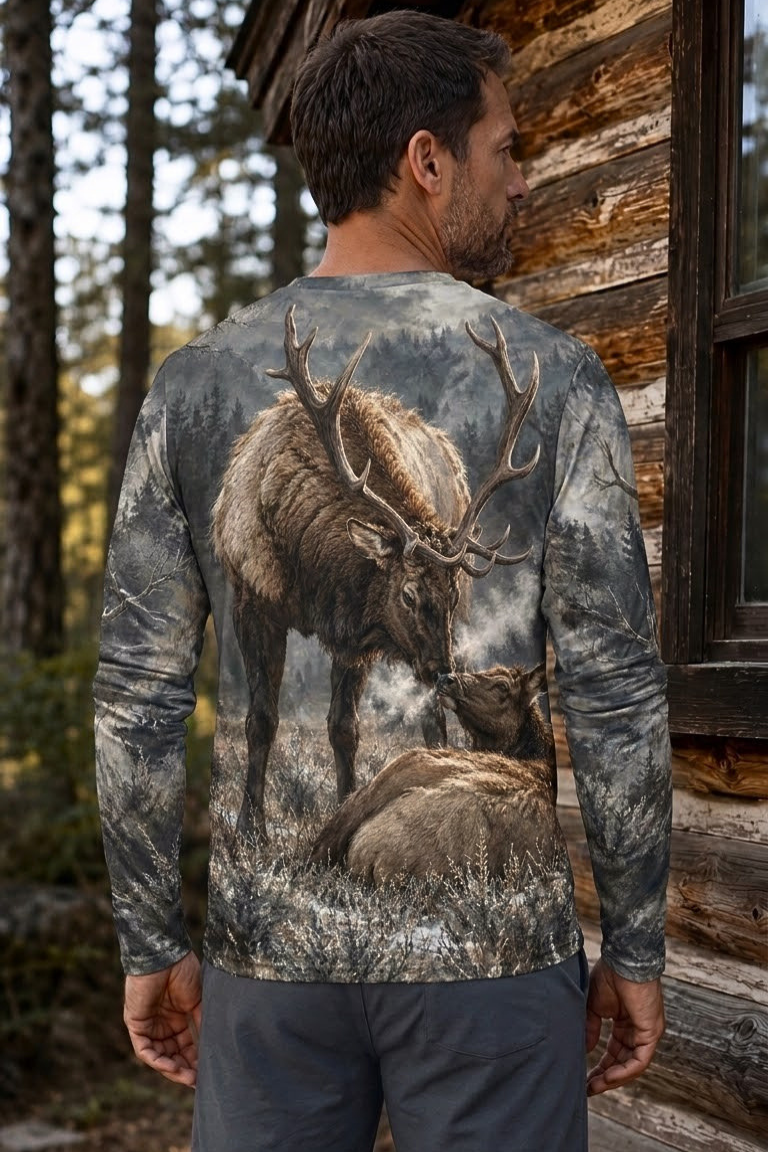 Performance Hunting Long Sleeve - Misty Mountain Elk Pair - ULS595K image 2