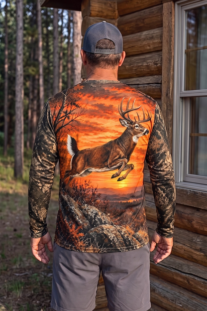 Performance Hunting Long Sleeve - Sunset Ridge Leaping Whitetail - ULS596K image 2