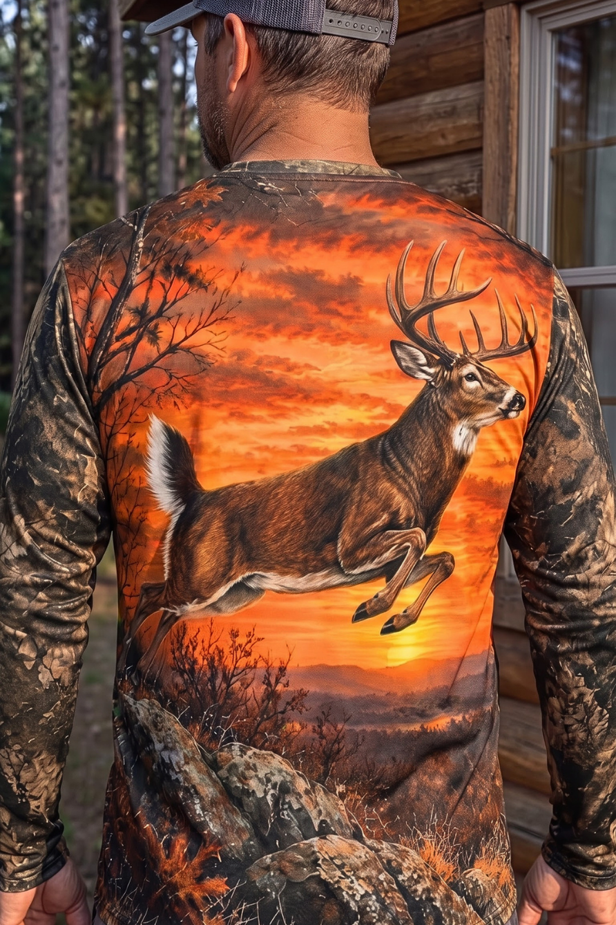Performance Hunting Long Sleeve - Sunset Ridge Leaping Whitetail - ULS596K image 4