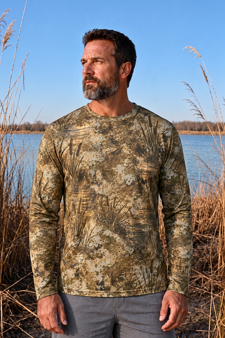 Performance Hunting Long Sleeve - Golden Marsh Mallard Takeoff - ULS601K image 3