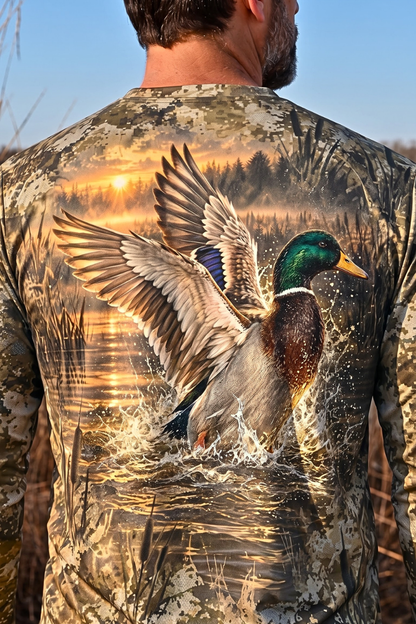 Performance Hunting Long Sleeve - Golden Marsh Mallard Takeoff - ULS601K image 4