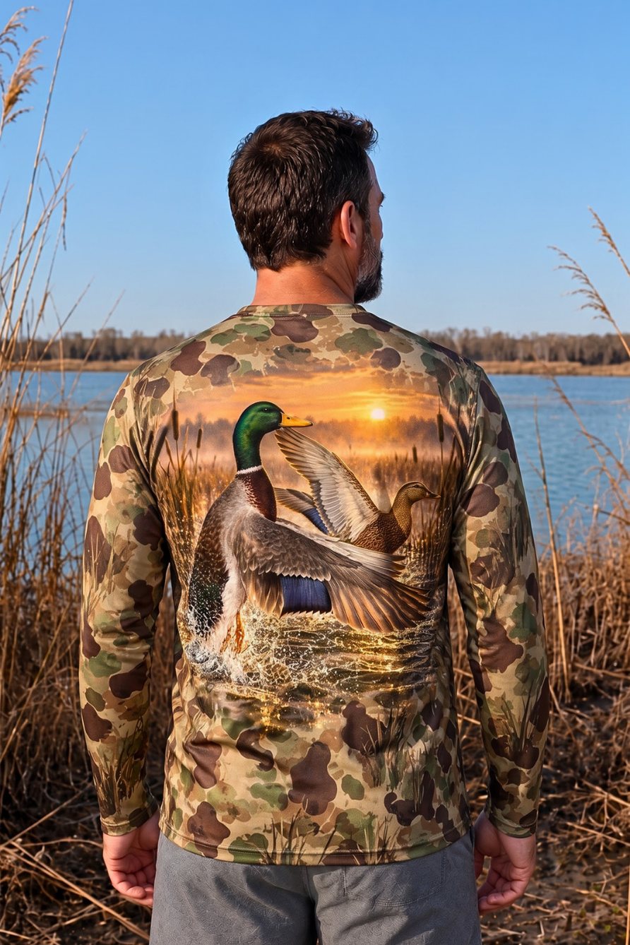 Performance Hunting Long Sleeve - Sunrise Marsh Mallard Pair - ULS602K image 2