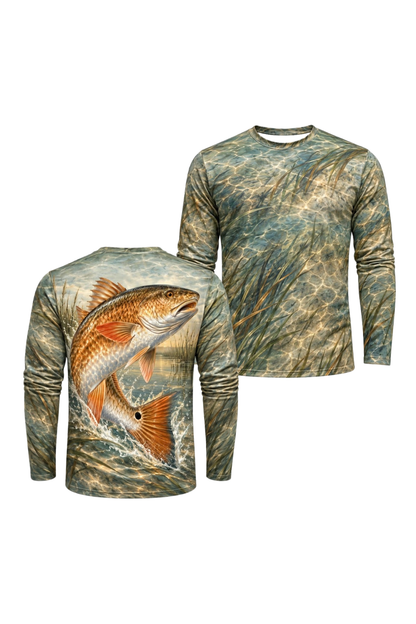 Performance Fishing Long Sleeve - Shallow Grass Redfish Breach - ULS603K image 1