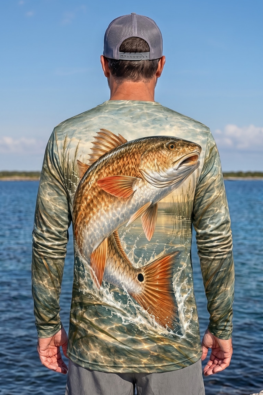 Performance Fishing Long Sleeve - Shallow Grass Redfish Breach - ULS603K image 2