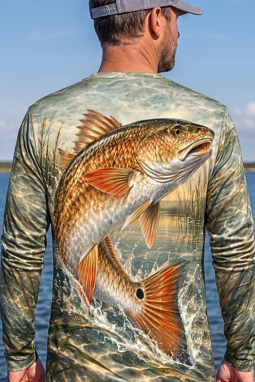 Performance Fishing Long Sleeve - Shallow Grass Redfish Breach - ULS603K image 4