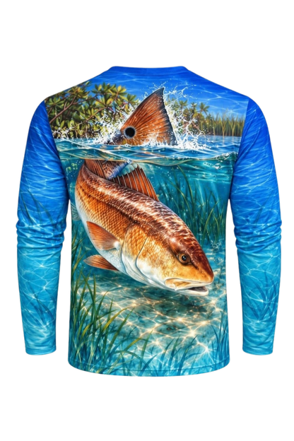 Performance Fishing Long Sleeve - Ocean Blue Redfish Tail Tailing - ULS604K image 5
