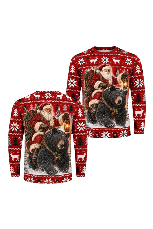 Performance Hunting Long Sleeve - Festive Santa Black Bear Trek - ULS616K image 1