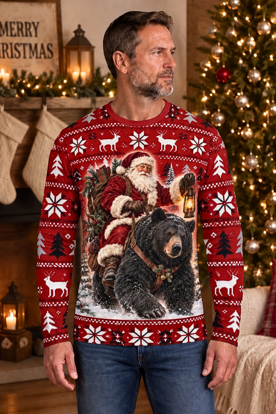 Performance Hunting Long Sleeve - Festive Santa Black Bear Trek - ULS616K image 2