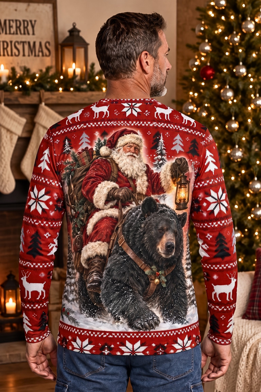 Performance Hunting Long Sleeve - Festive Santa Black Bear Trek - ULS616K image 3