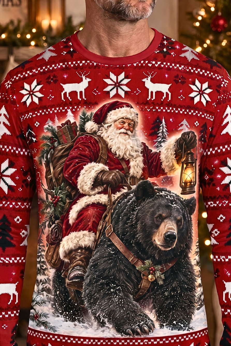 Performance Hunting Long Sleeve - Festive Santa Black Bear Trek - ULS616K image 4