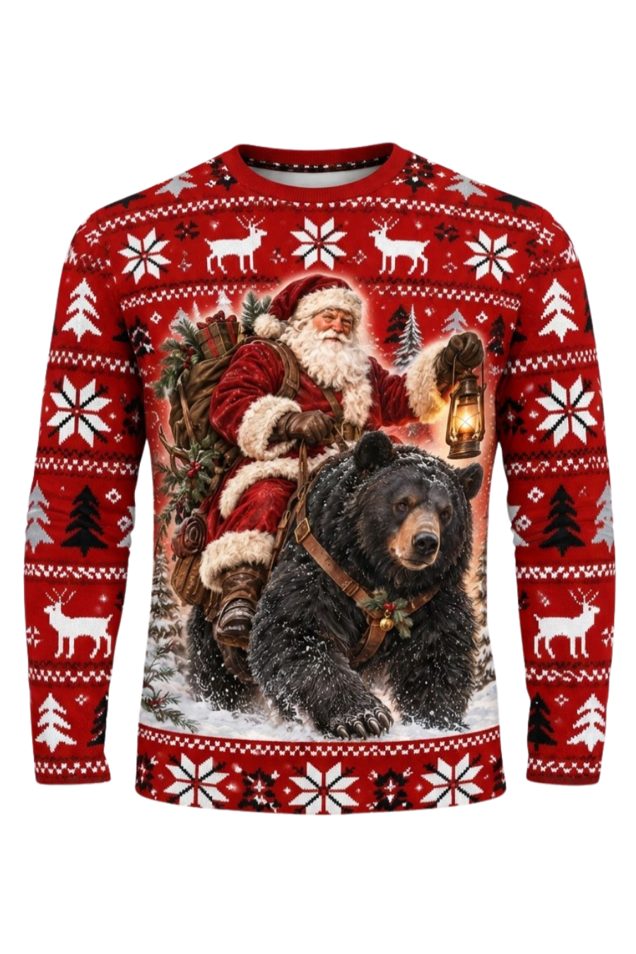 Performance Hunting Long Sleeve - Festive Santa Black Bear Trek - ULS616K image 5